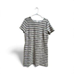 Ann Taylor Textured Stripe Short Sleeve Shift Dress Women’s M